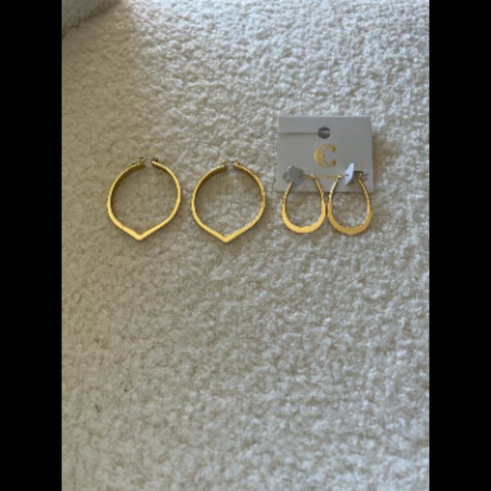 New Gold-Toned Hoop Earrings, Set of 2